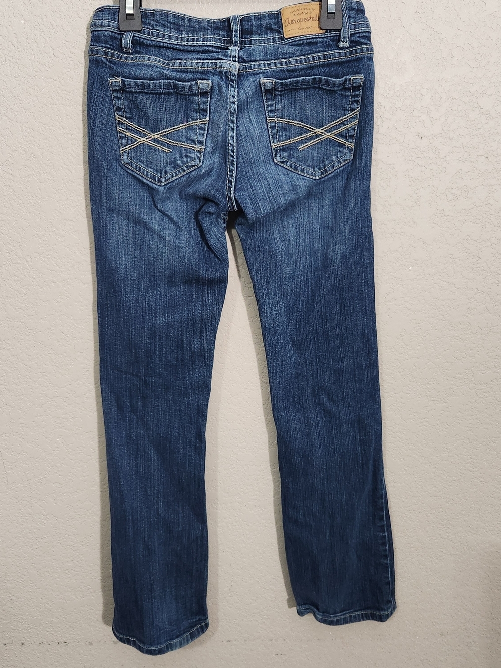 Aeropostale Women's Dark Blue Bootcut Jeans with Contrast Stitching